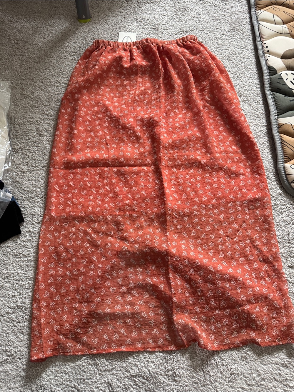Women's Orange Floral Midi Skirt